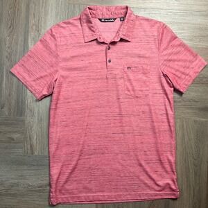 TravisMathew Golf Pocket Polo Shirt Mens Medium Pink Heather Classic Tennis